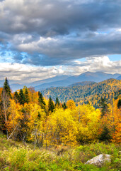 autumn in the mountains. Lago-Naki, Russia.