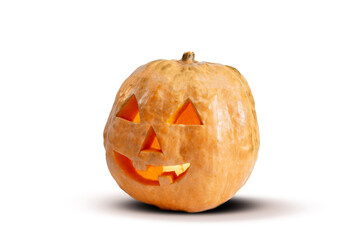 Jack o Lantern on a white background.