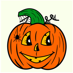 Illustration of a happy Halloween pumpkin, Vector EPS 10