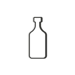 Rum bottle line. Simple template. Isolated object. Symbol in thin lines for alcoholic institutions, bars, restaurants, pubs and night clubs. Dark outline. Flat illustration on white background