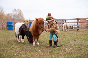 Girl Walking With Cute Little Ponies