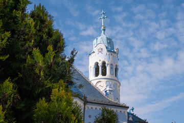 Fototapeta premium Popular photospot in Old town Bratislava Church of St. Elizabeth, also known as the Blue Church, Slovakia