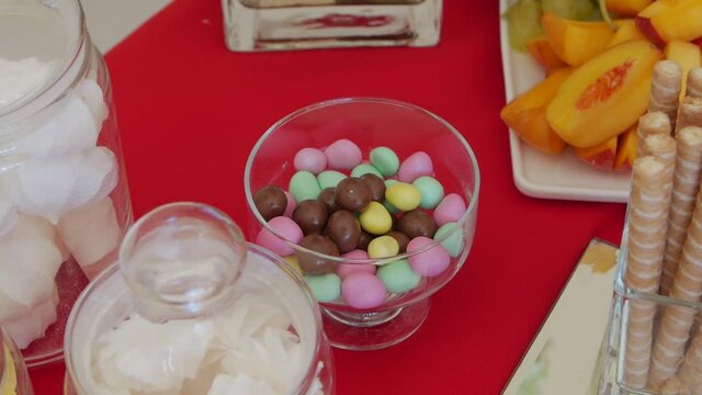 Candys and sweets closeup catering table