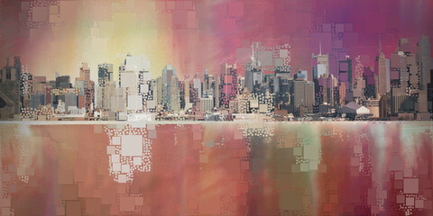 Modern Abstract. Manhattan New York. 3D rendering