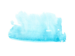 Watercolor hand-painted abstract spread blue color stain illustration texture on white background