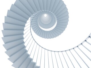 abstract spiral staircase isolated on white background