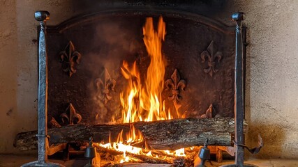 fire in fireplace