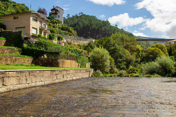 landscape of the town of os peares in orense, galicia, spain