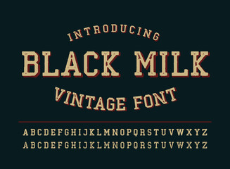 Vintage alphabet font with stamp effect