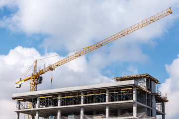 Crain on construction building