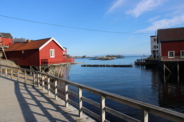 Obraz premium The village of Å on Lofoten islands in Northern Norway on a clear day in autumn