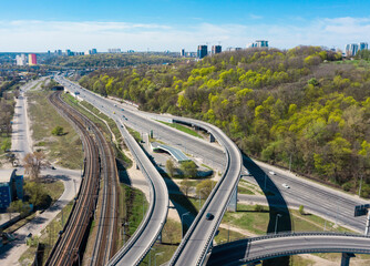 Crossroad and railroad line in the city