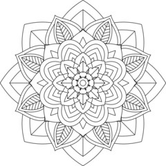 Easy Mandala coloring book simple and basic for beginners, seniors and children. Set of Mehndi flower pattern for Henna drawing and tattoo. Decoration in ethnic oriental, Indian style.