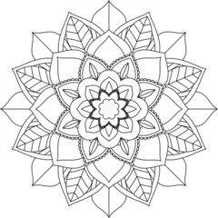 Easy Mandala coloring book simple and basic for beginners, seniors and children. Set of Mehndi flower pattern for Henna drawing and tattoo. Decoration in ethnic oriental, Indian style.