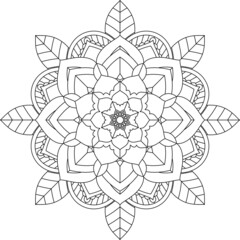 Easy Mandala coloring book simple and basic for beginners, seniors and children. Set of Mehndi flower pattern for Henna drawing and tattoo. Decoration in ethnic oriental, Indian style.