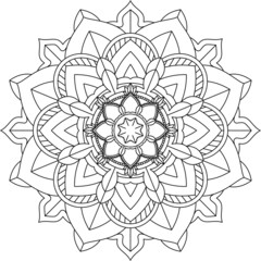 Easy Mandala coloring book simple and basic for beginners, seniors and children. Set of Mehndi flower pattern for Henna drawing and tattoo. Decoration in ethnic oriental, Indian style.