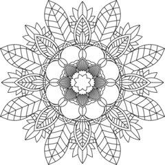 Easy Mandala coloring book simple and basic for beginners, seniors and children. Set of Mehndi flower pattern for Henna drawing and tattoo. Decoration in ethnic oriental, Indian style.