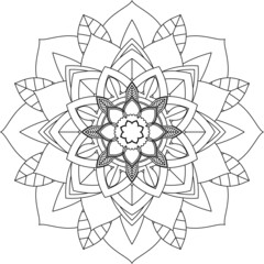 Fototapeta premium Easy Mandala coloring book simple and basic for beginners, seniors and children. Set of Mehndi flower pattern for Henna drawing and tattoo. Decoration in ethnic oriental, Indian style.