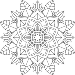 Easy Mandala coloring book simple and basic for beginners, seniors and children. Set of Mehndi flower pattern for Henna drawing and tattoo. Decoration in ethnic oriental, Indian style.