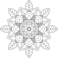 Easy Mandala coloring book simple and basic for beginners, seniors and children. Set of Mehndi flower pattern for Henna drawing and tattoo. Decoration in ethnic oriental, Indian style.