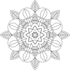 Easy Mandala coloring book simple and basic for beginners, seniors and children. Set of Mehndi flower pattern for Henna drawing and tattoo. Decoration in ethnic oriental, Indian style.