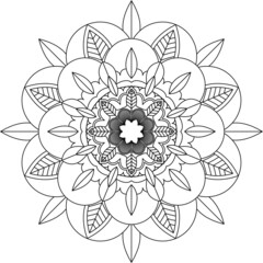 Easy Mandala coloring book simple and basic for beginners, seniors and children. Set of Mehndi flower pattern for Henna drawing and tattoo. Decoration in ethnic oriental, Indian style.