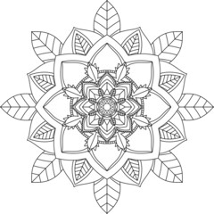 Easy Mandala coloring book simple and basic for beginners, seniors and children. Set of Mehndi flower pattern for Henna drawing and tattoo. Decoration in ethnic oriental, Indian style.