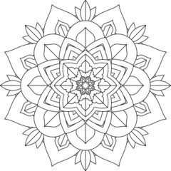 Easy Mandala coloring book simple and basic for beginners, seniors and children. Set of Mehndi flower pattern for Henna drawing and tattoo. Decoration in ethnic oriental, Indian style.