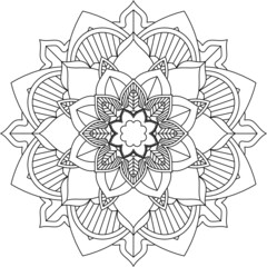 Easy Mandala coloring book simple and basic for beginners, seniors and children. Set of Mehndi flower pattern for Henna drawing and tattoo. Decoration in ethnic oriental, Indian style.
