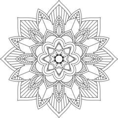 Easy Mandala coloring book simple and basic for beginners, seniors and children. Set of Mehndi flower pattern for Henna drawing and tattoo. Decoration in ethnic oriental, Indian style.