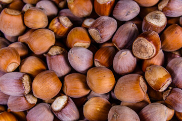 Pile of the hazelnuts for background. Healthy eating