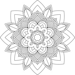 Easy Mandala coloring book simple and basic for beginners, seniors and children. Set of Mehndi flower pattern for Henna drawing and tattoo. Decoration in ethnic oriental, Indian style.