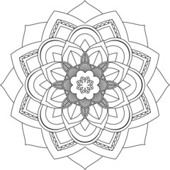 Easy Mandala coloring book simple and basic for beginners, seniors and children. Set of Mehndi flower pattern for Henna drawing and tattoo. Decoration in ethnic oriental, Indian style.