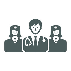 Doctor, healthcare, nurse team icon. Gray color