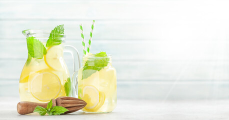 Lemon and mint homemade lemonade