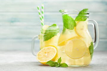 Lemon and mint homemade lemonade