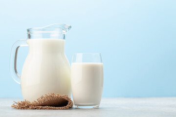 Milk jug and glass