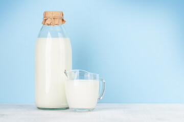 Milk in bottle and jug