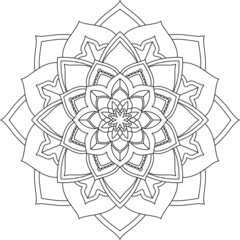 Easy Mandala coloring book simple and basic for beginners, seniors and children. Set of Mehndi flower pattern for Henna drawing and tattoo. Decoration in ethnic oriental, Indian style.