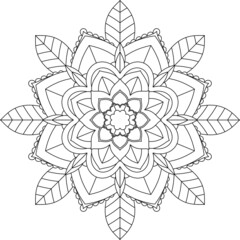 Easy Mandala coloring book simple and basic for beginners, seniors and children. Set of Mehndi flower pattern for Henna drawing and tattoo. Decoration in ethnic oriental, Indian style.