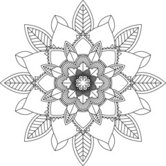 Easy Mandala coloring book simple and basic for beginners, seniors and children. Set of Mehndi flower pattern for Henna drawing and tattoo. Decoration in ethnic oriental, Indian style.
