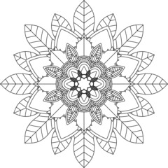 Easy Mandala coloring book simple and basic for beginners, seniors and children. Set of Mehndi flower pattern for Henna drawing and tattoo. Decoration in ethnic oriental, Indian style.