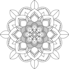 Easy Mandala coloring book simple and basic for beginners, seniors and children. Set of Mehndi flower pattern for Henna drawing and tattoo. Decoration in ethnic oriental, Indian style.