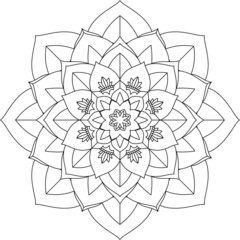 Easy Mandala coloring book simple and basic for beginners, seniors and children. Set of Mehndi flower pattern for Henna drawing and tattoo. Decoration in ethnic oriental, Indian style.