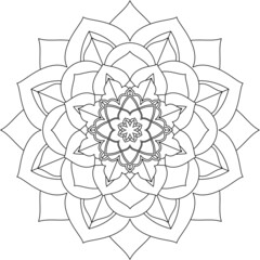 Easy Mandala coloring book simple and basic for beginners, seniors and children. Set of Mehndi flower pattern for Henna drawing and tattoo. Decoration in ethnic oriental, Indian style.