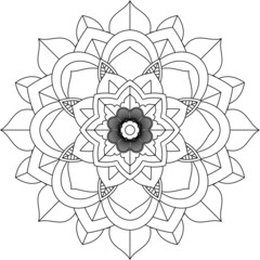 Easy Mandala coloring book simple and basic for beginners, seniors and children. Set of Mehndi flower pattern for Henna drawing and tattoo. Decoration in ethnic oriental, Indian style.