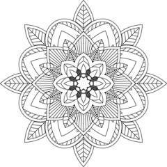 Easy Mandala coloring book simple and basic for beginners, seniors and children. Set of Mehndi flower pattern for Henna drawing and tattoo. Decoration in ethnic oriental, Indian style.