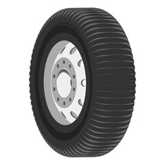 Car wheel grayscale isometry 3D illustration isolated on white background. Vector  in flat style.