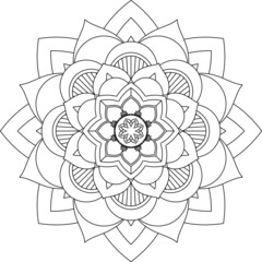 Easy Mandala coloring book simple and basic for beginners, seniors and children. Set of Mehndi flower pattern for Henna drawing and tattoo. Decoration in ethnic oriental, Indian style.
