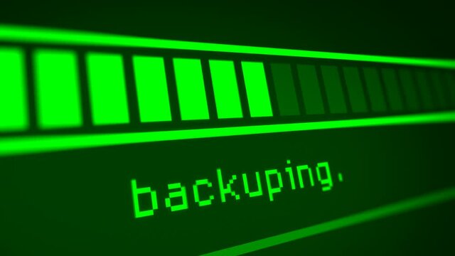 Animated Green Backup Progress Bar in Monitor Screen
